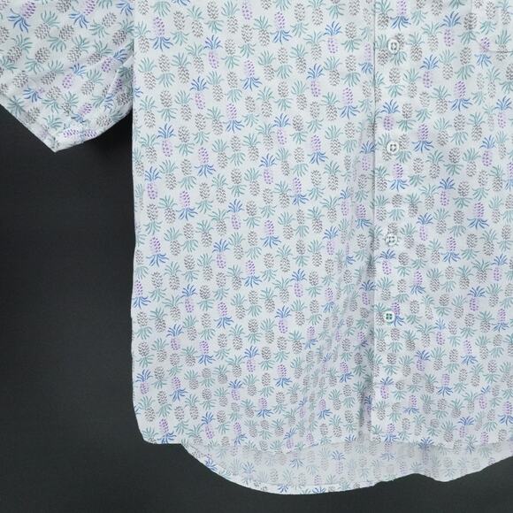 Tommy Bahama Shirt Mens Large White‎ Purple Pineapple Print Short Sleeve Resort - Picture 8 of 16